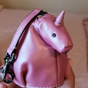 Coach unicorn leather keychain pouch
